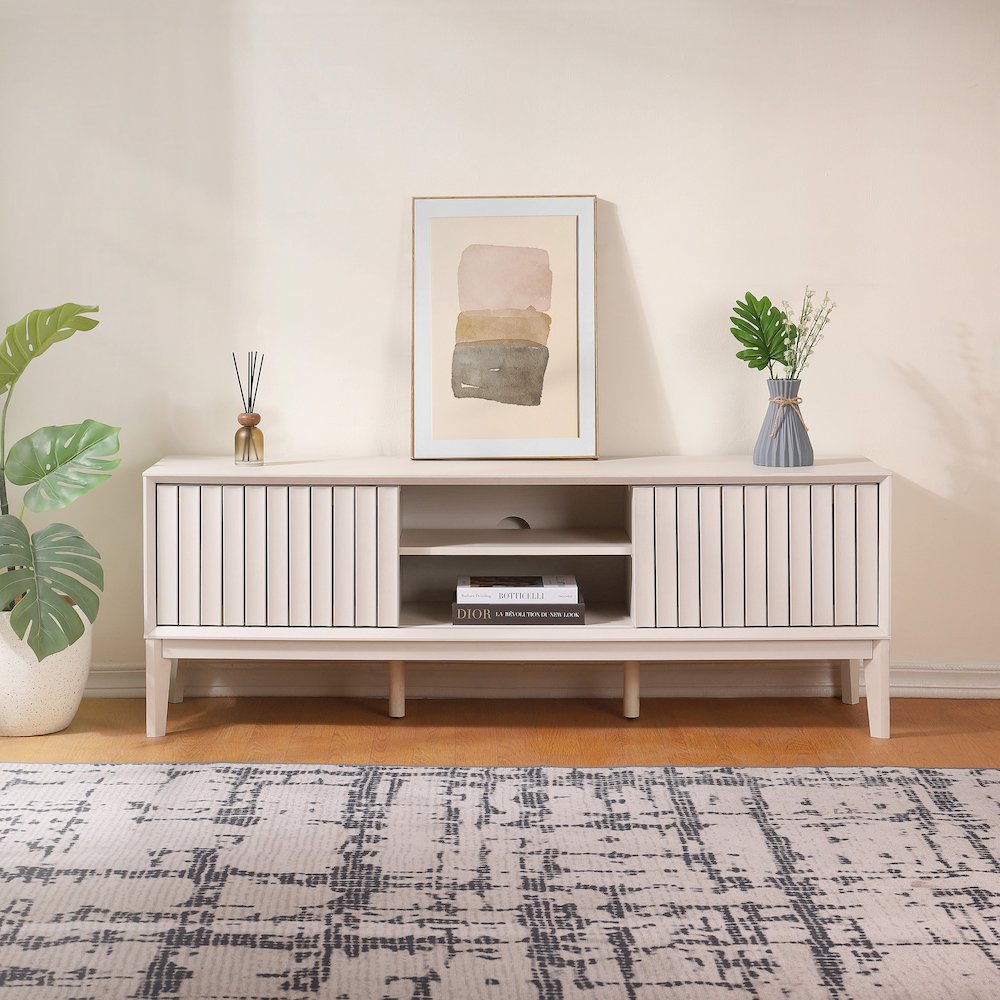 Farmhouse 3-Storage Sliding Door TV Stand Fits TVs up to 65 in. Picture 3