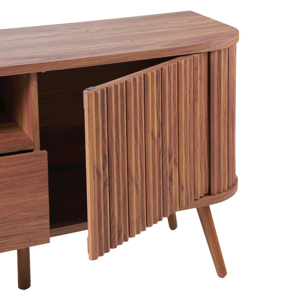 Damien 70" Mid-Century Fluted Walnut TV Stand for TVs up to 75". Picture 3