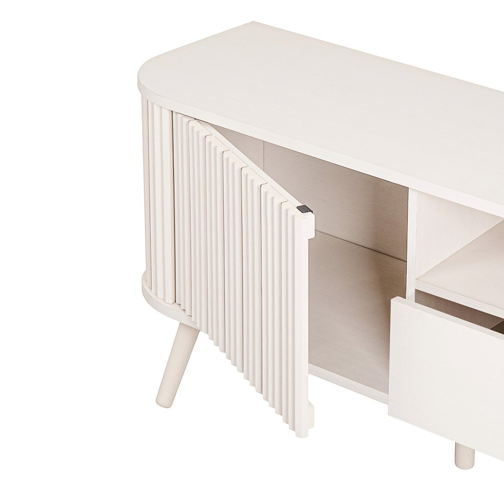 Damien 70" Mid-Century Fluted Off-White TV Stand for TVs up to 75". Picture 4