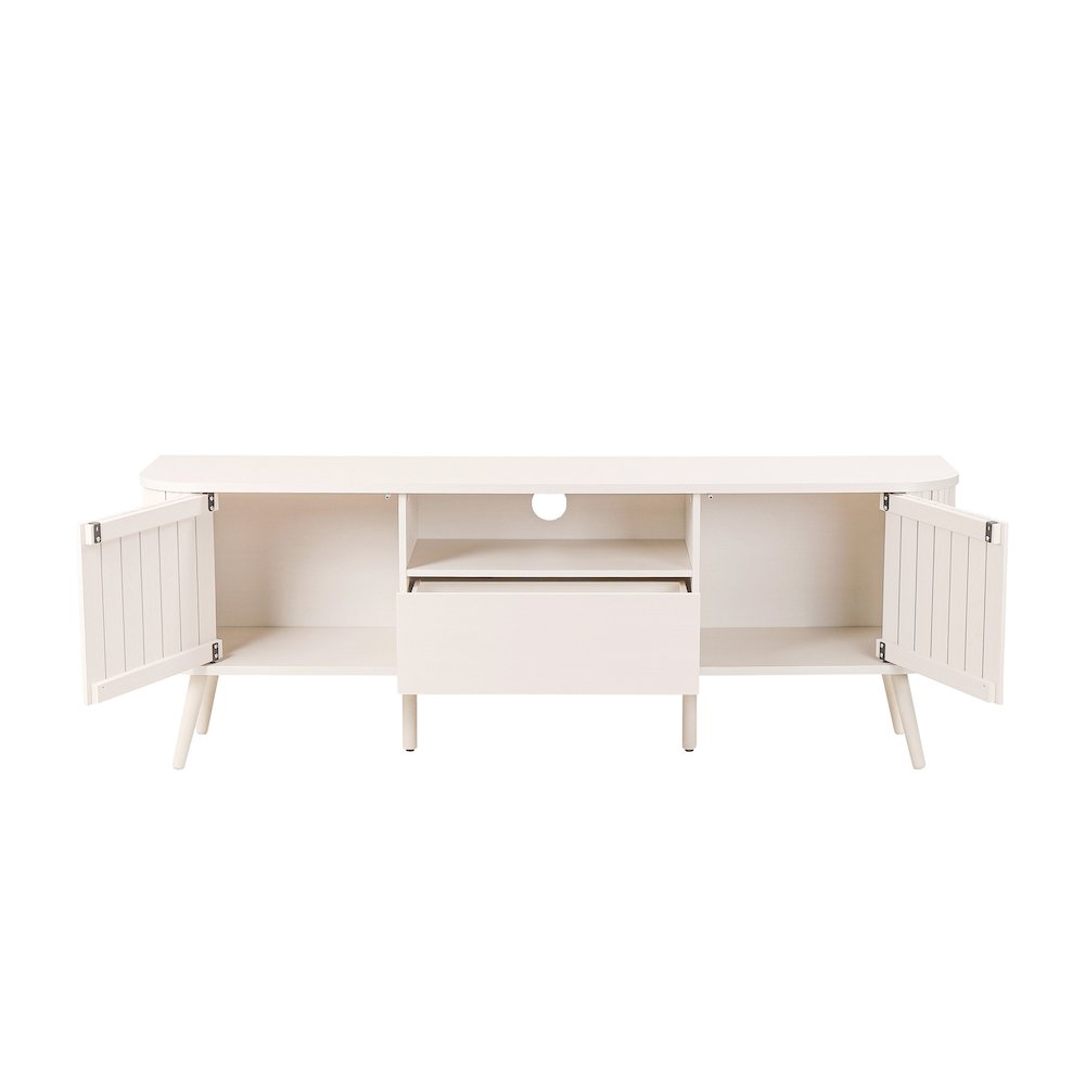 Damien 70" Mid-Century Fluted Off-White TV Stand for TVs up to 75". Picture 5