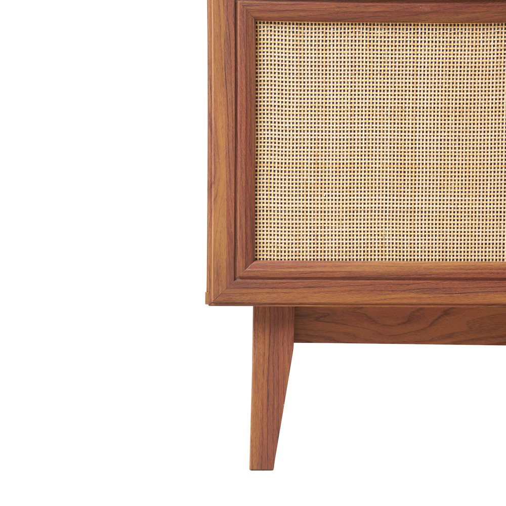 Finley 59" Mid-Century Walnut Rattan TV Stand. Picture 4