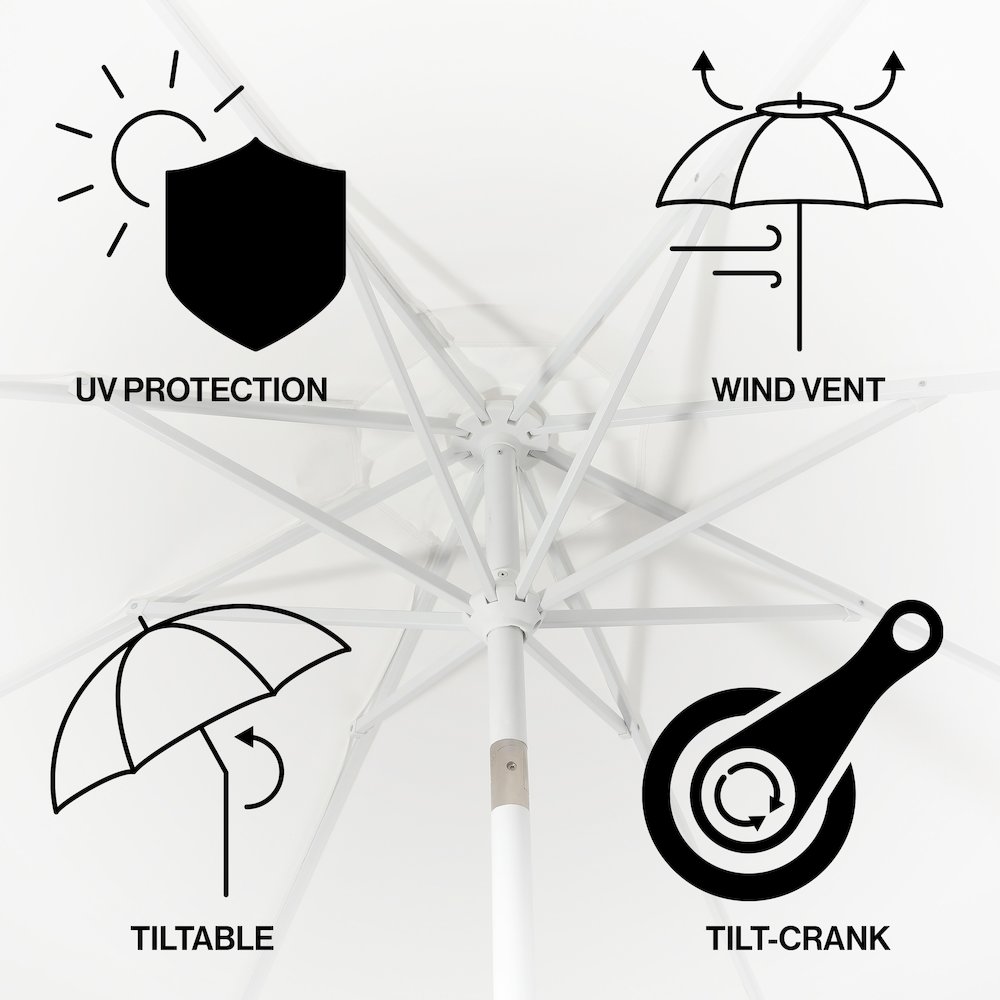 Baiona 9 ft. Coastal Outdoor Market Patio Umbrella with Crank Lift and Tilt. Picture 3