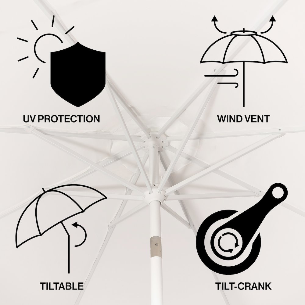 Baiona 9 ft. Coastal Outdoor Market Patio Umbrella with Crank Lift and Tilt. Picture 3