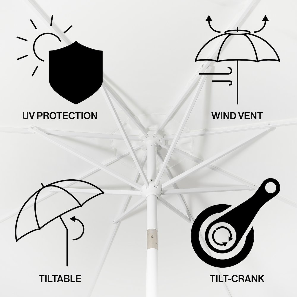Baiona 9 ft. Coastal Outdoor Market Patio Umbrella with Crank Lift and Tilt. Picture 3