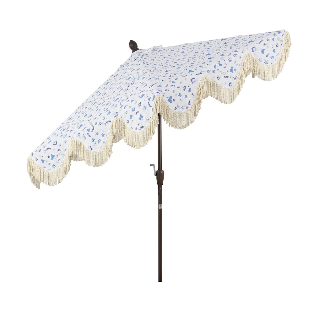 Collins 9 ft. Bohemian Fringe Outdoor Patio Umbrella with Crank Lift and Tilt. Picture 2