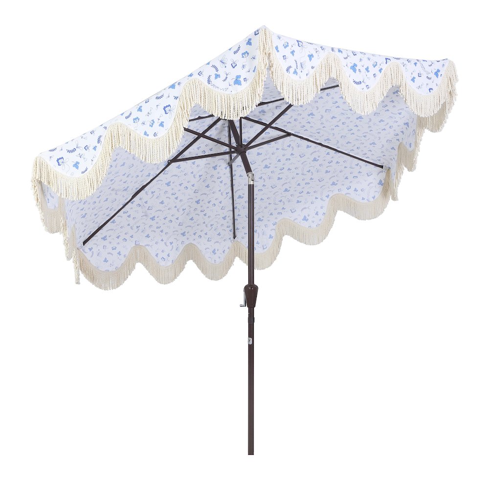 Collins 9 ft. Bohemian Fringe Outdoor Patio Umbrella with Crank Lift and Tilt. Picture 1
