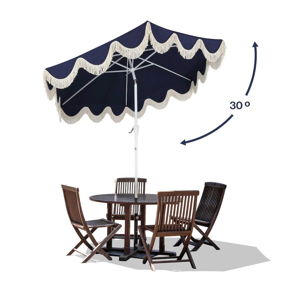 Collins 9 ft. Bohemian Fringe Outdoor Patio Umbrella with Crank Lift and Tilt. Picture 2