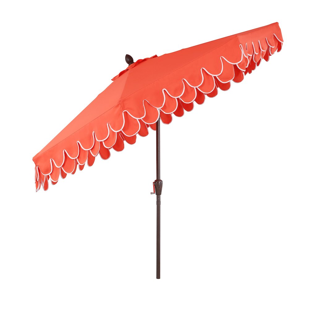 Tracy 9 ft. Coastal Octagon Outdoor Market Patio Umbrella with Scalloped Fringe. Picture 2