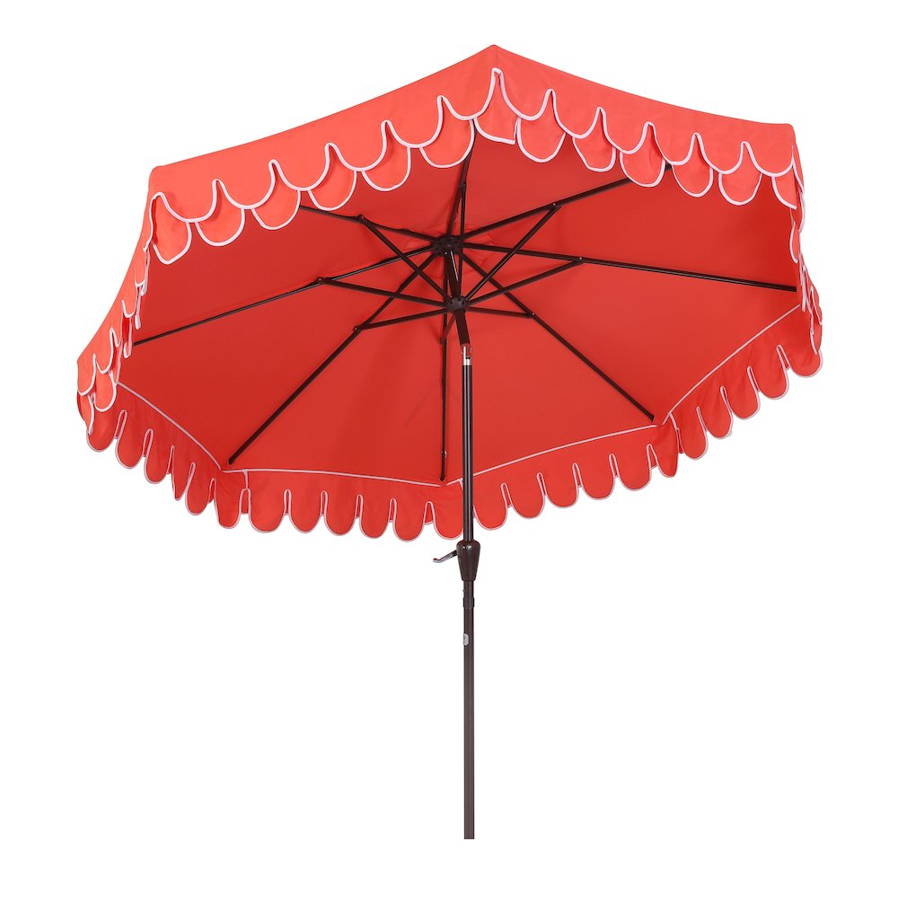 Tracy 9 ft. Coastal Octagon Outdoor Market Patio Umbrella with Scalloped Fringe. Picture 1