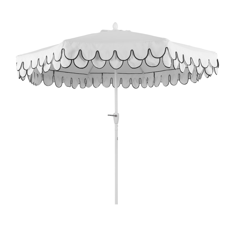 Tracy 9 ft. Coastal Octagon Outdoor Market Patio Umbrella with Scalloped Fringe. Picture 4