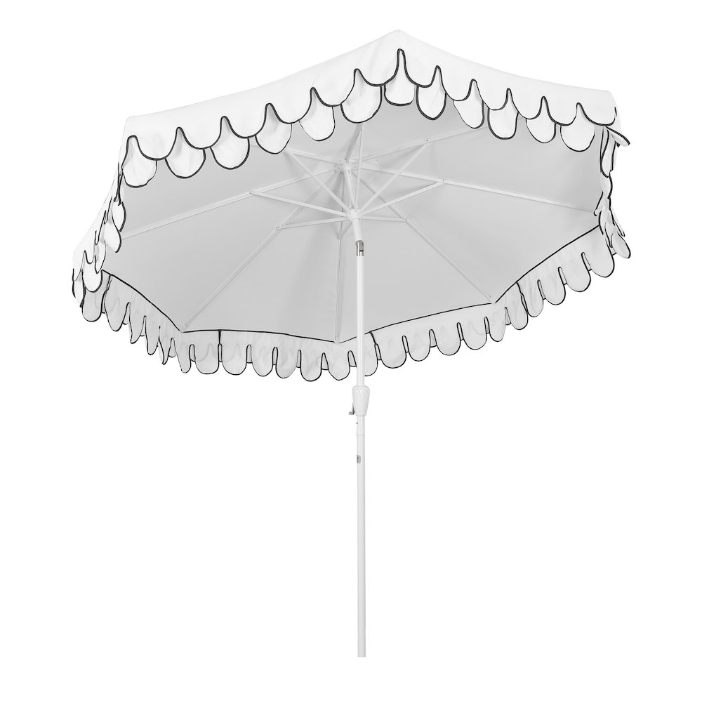 Tracy 9 ft. Coastal Octagon Outdoor Market Patio Umbrella with Scalloped Fringe. Picture 1