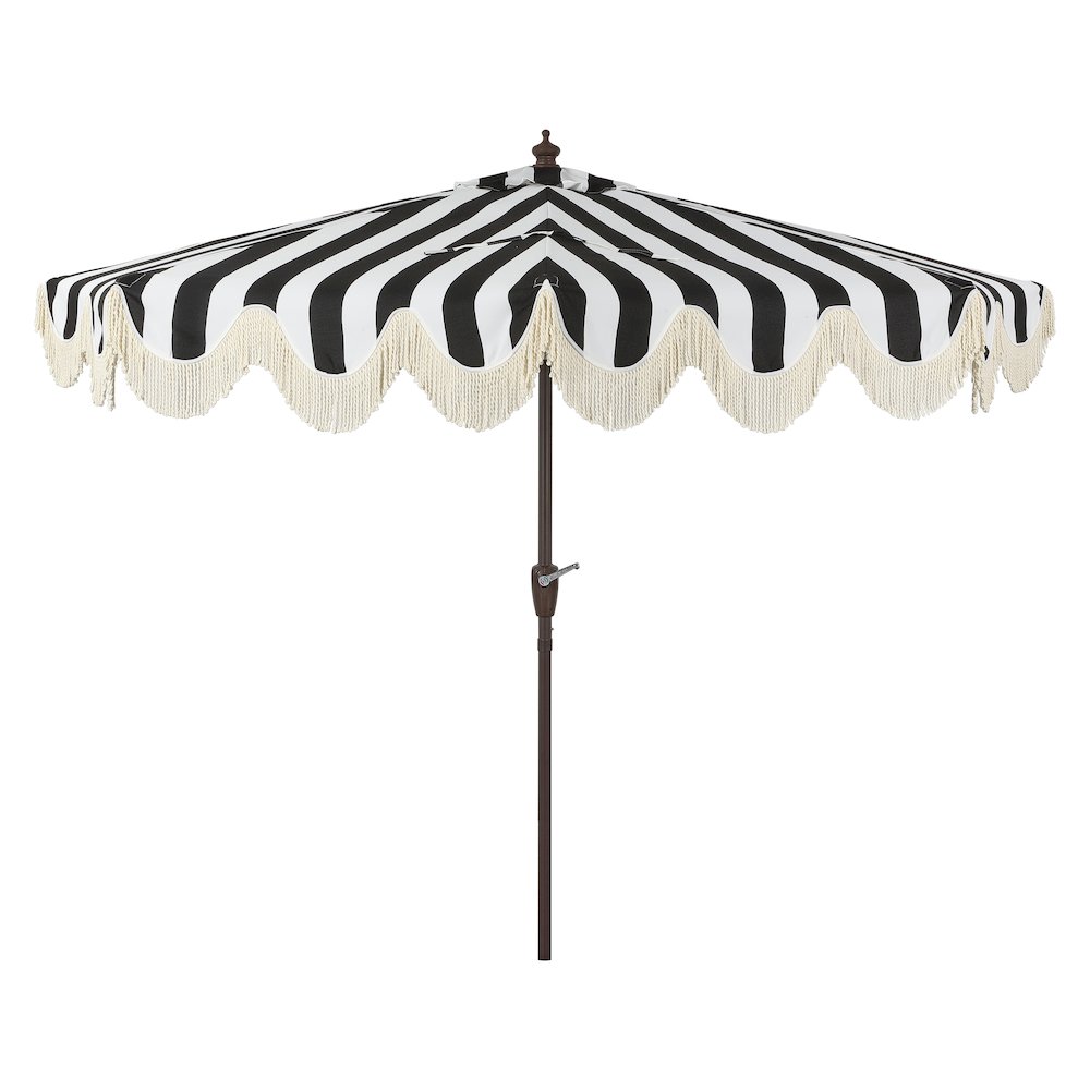 Beverly 9 ft. Coastal Space-Saving Half Patio Umbrella with Scalloped Fringe. Picture 4