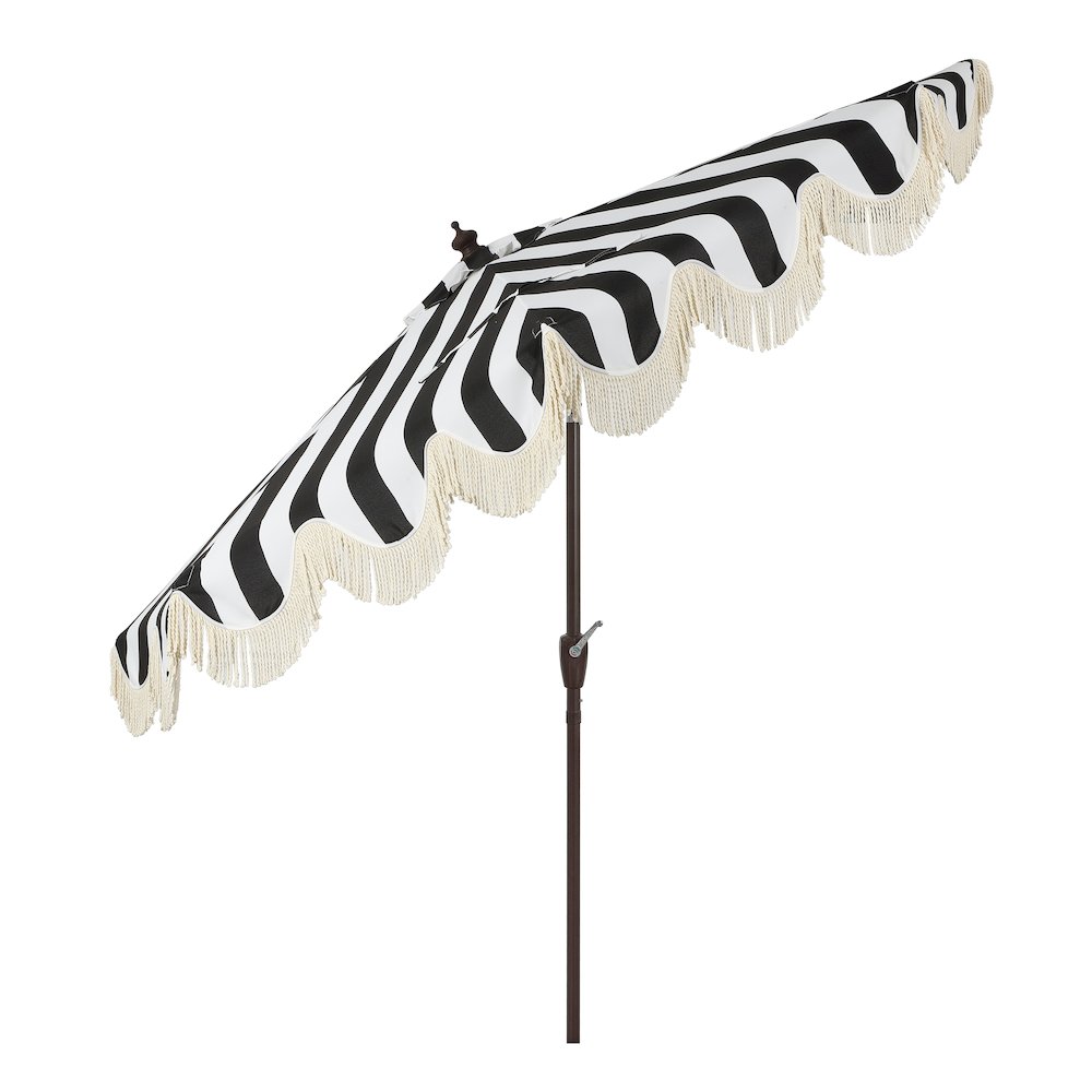 Beverly 9 ft. Coastal Space-Saving Half Patio Umbrella with Scalloped Fringe. Picture 2