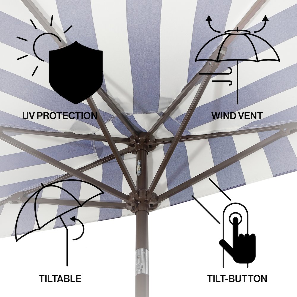 Beverly 9 ft. Coastal Space-Saving Half Patio Umbrella with Scalloped Fringe. Picture 3