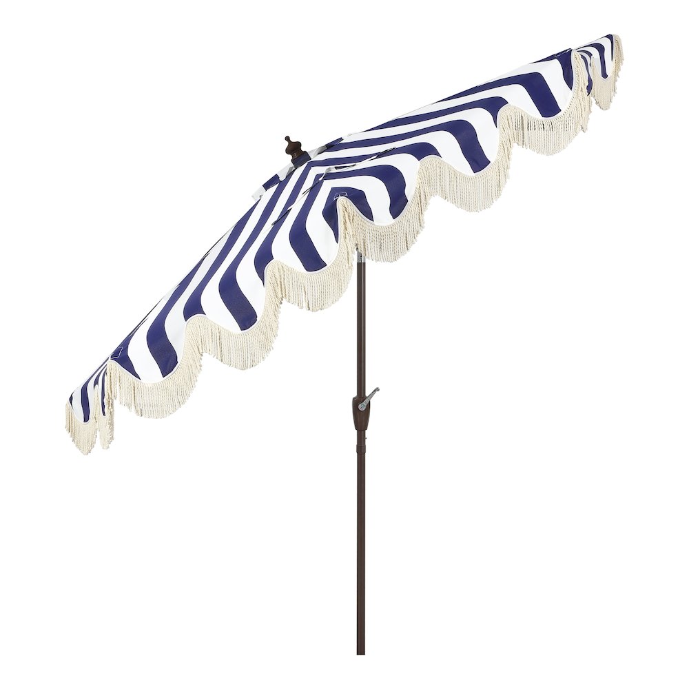 Beverly 9 ft. Coastal Space-Saving Half Patio Umbrella with Scalloped Fringe. Picture 2