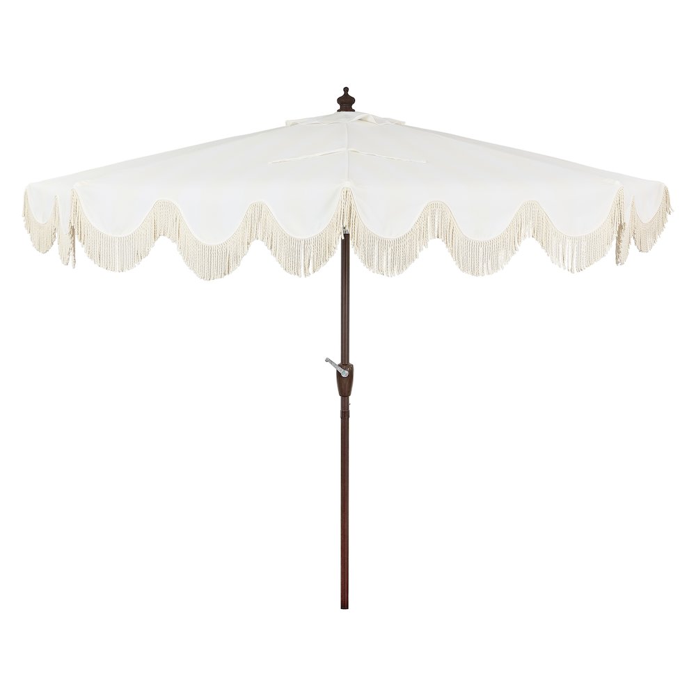 Beverly 9 ft. Coastal Space-Saving Half Patio Umbrella with Scalloped Fringe. Picture 4