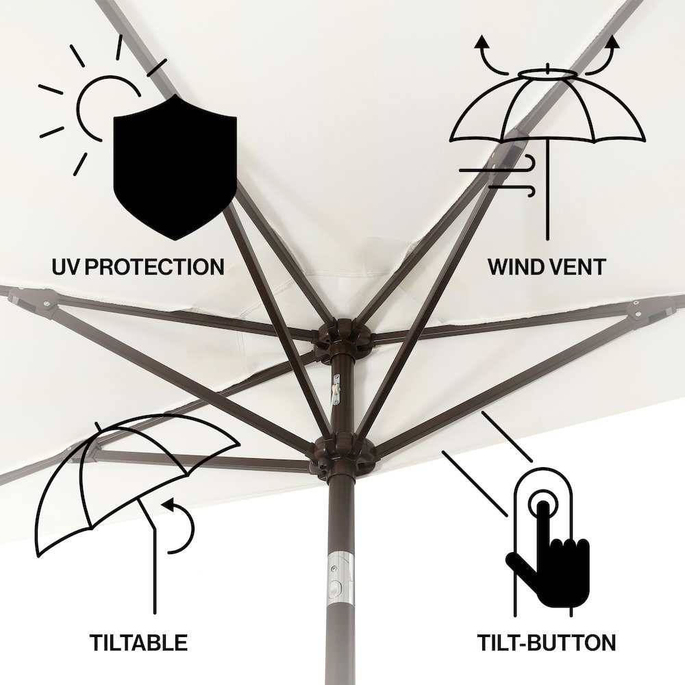 Beverly 9 ft. Coastal Space-Saving Half Patio Umbrella with Scalloped Fringe. Picture 3