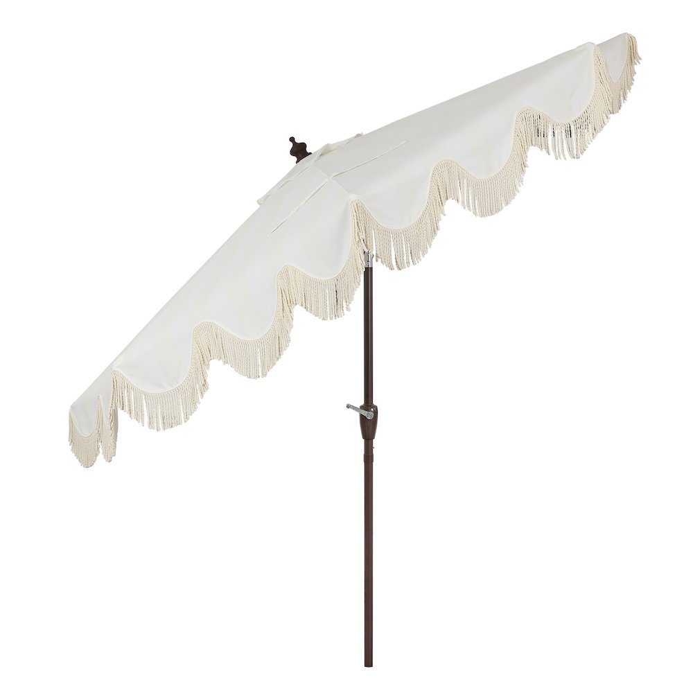Beverly 9 ft. Coastal Space-Saving Half Patio Umbrella with Scalloped Fringe. Picture 2