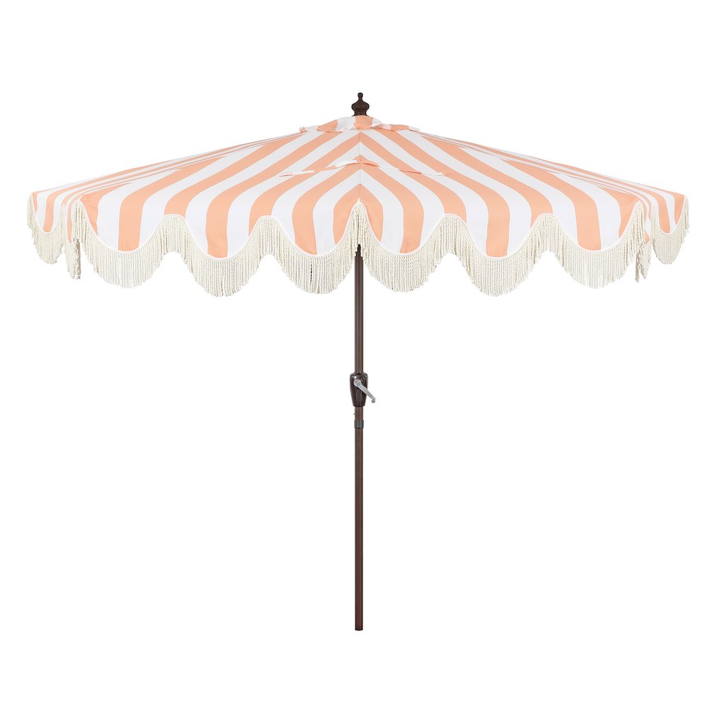 Beverly 9 ft. Coastal Space-Saving Half Patio Umbrella with Scalloped Fringe. Picture 4