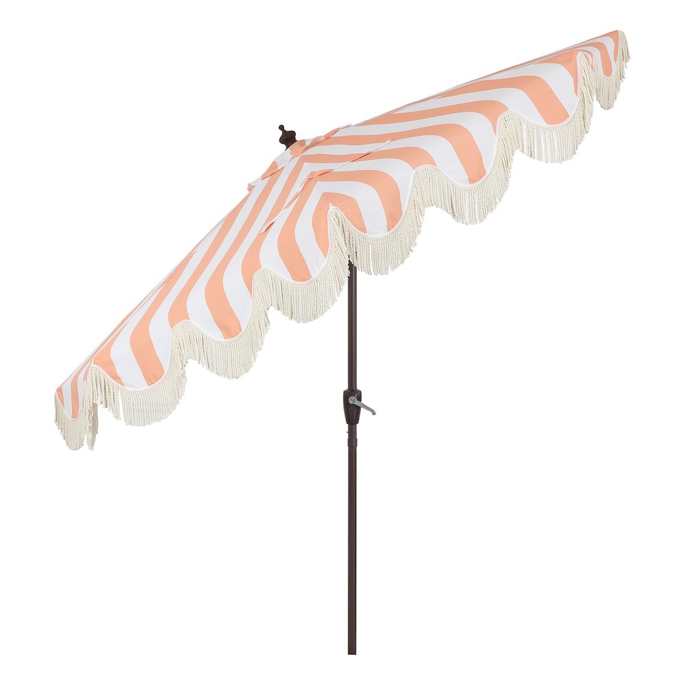 Beverly 9 ft. Coastal Space-Saving Half Patio Umbrella with Scalloped Fringe. Picture 2