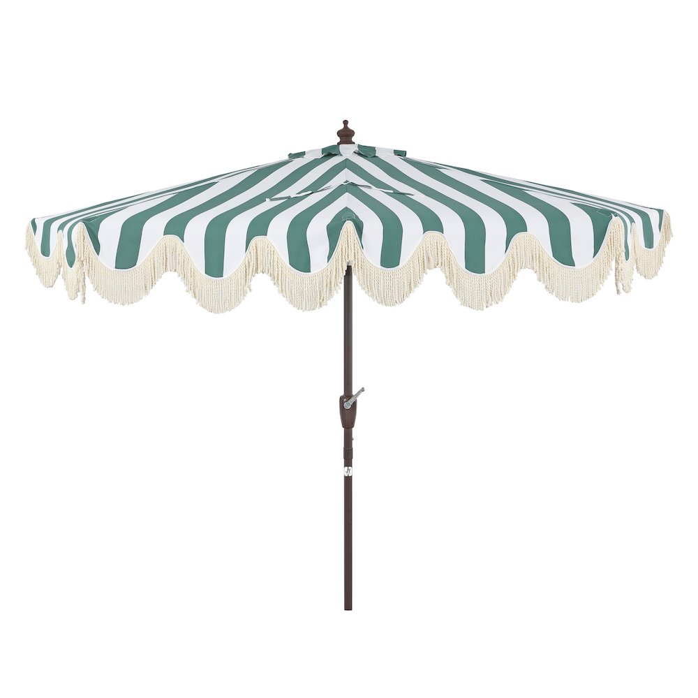 Beverly 9 ft. Coastal Space-Saving Half Patio Umbrella with Scalloped Fringe. Picture 4