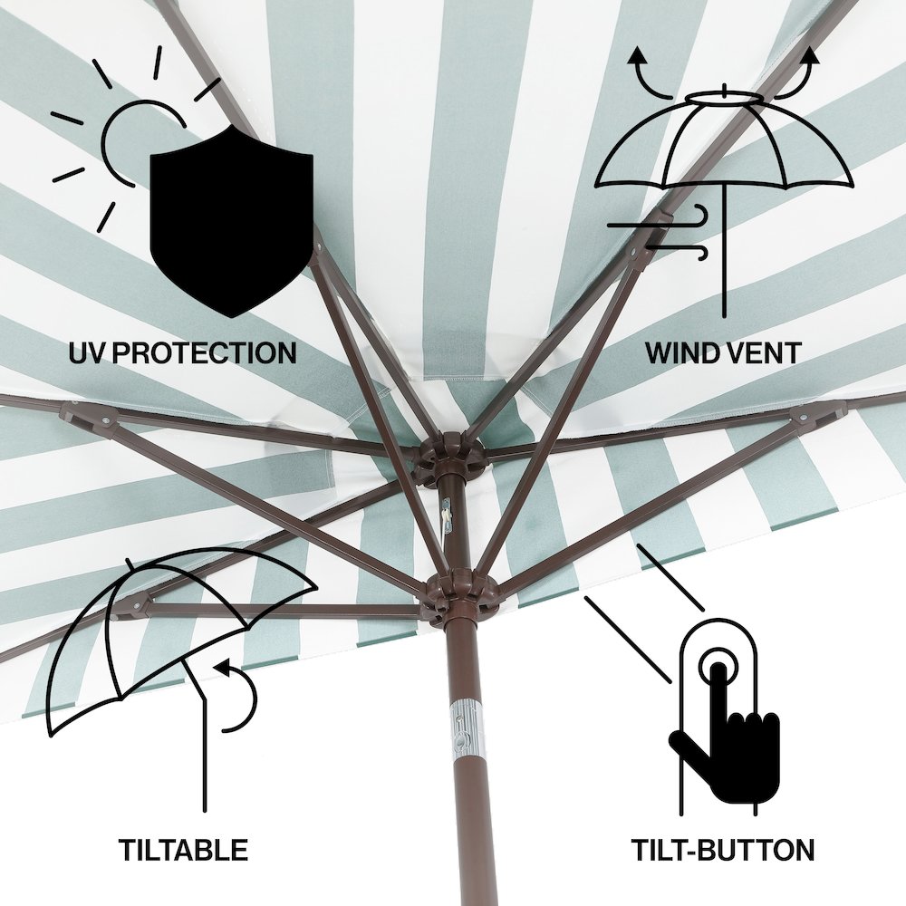 Beverly 9 ft. Coastal Space-Saving Half Patio Umbrella with Scalloped Fringe. Picture 3