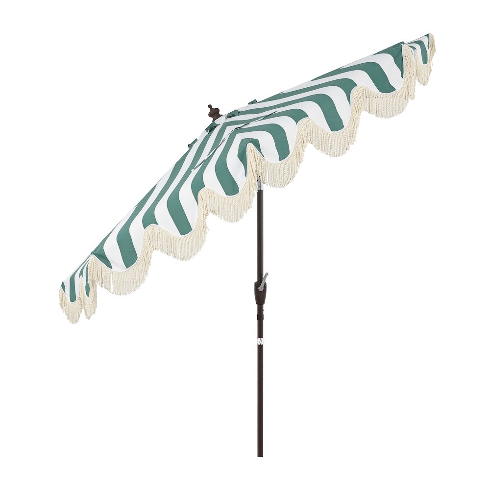 Beverly 9 ft. Coastal Space-Saving Half Patio Umbrella with Scalloped Fringe. Picture 2