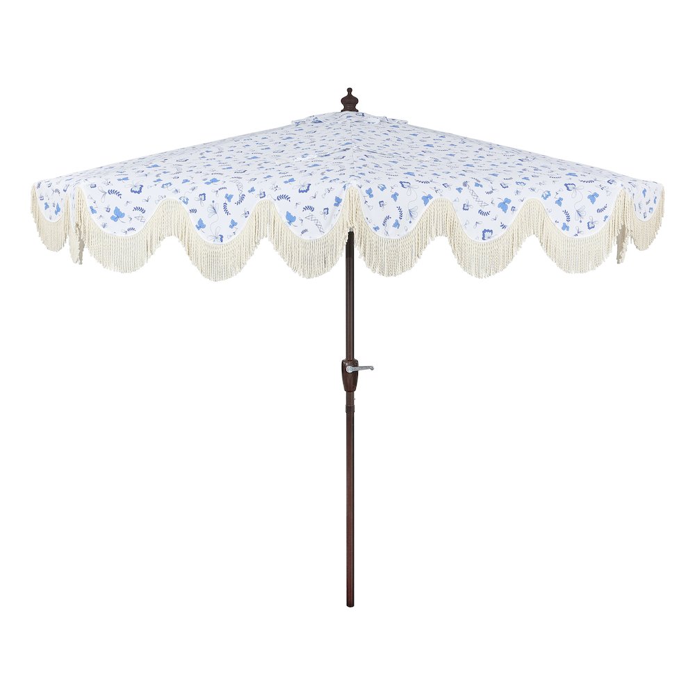 Beverly 9 ft. Coastal Space-Saving Half Patio Umbrella with Scalloped Fringe. Picture 4