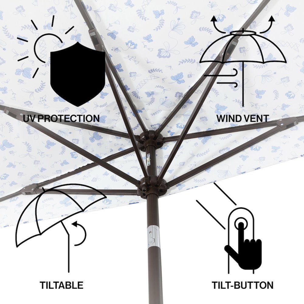 Beverly 9 ft. Coastal Space-Saving Half Patio Umbrella with Scalloped Fringe. Picture 3