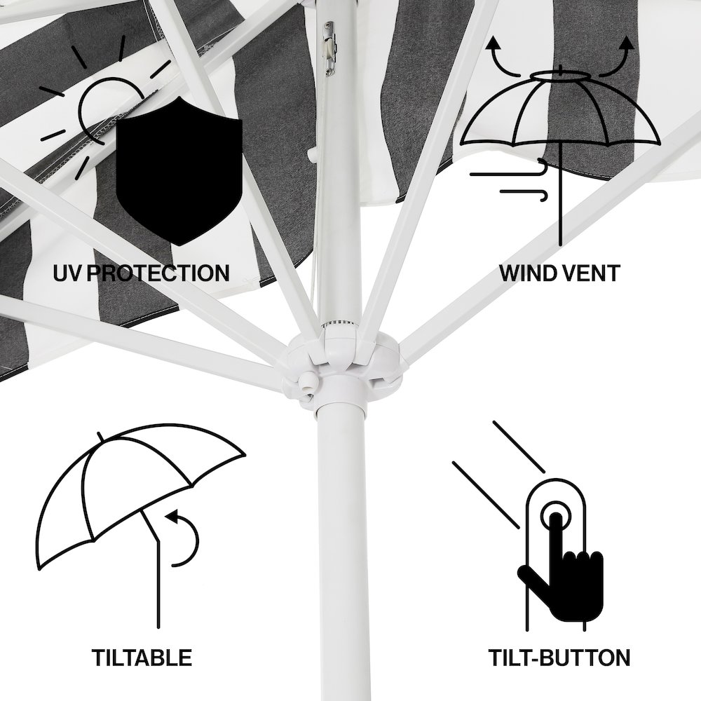 Beverly 9 ft. Coastal Space-Saving Half Patio Umbrella with Scalloped Fringe. Picture 3
