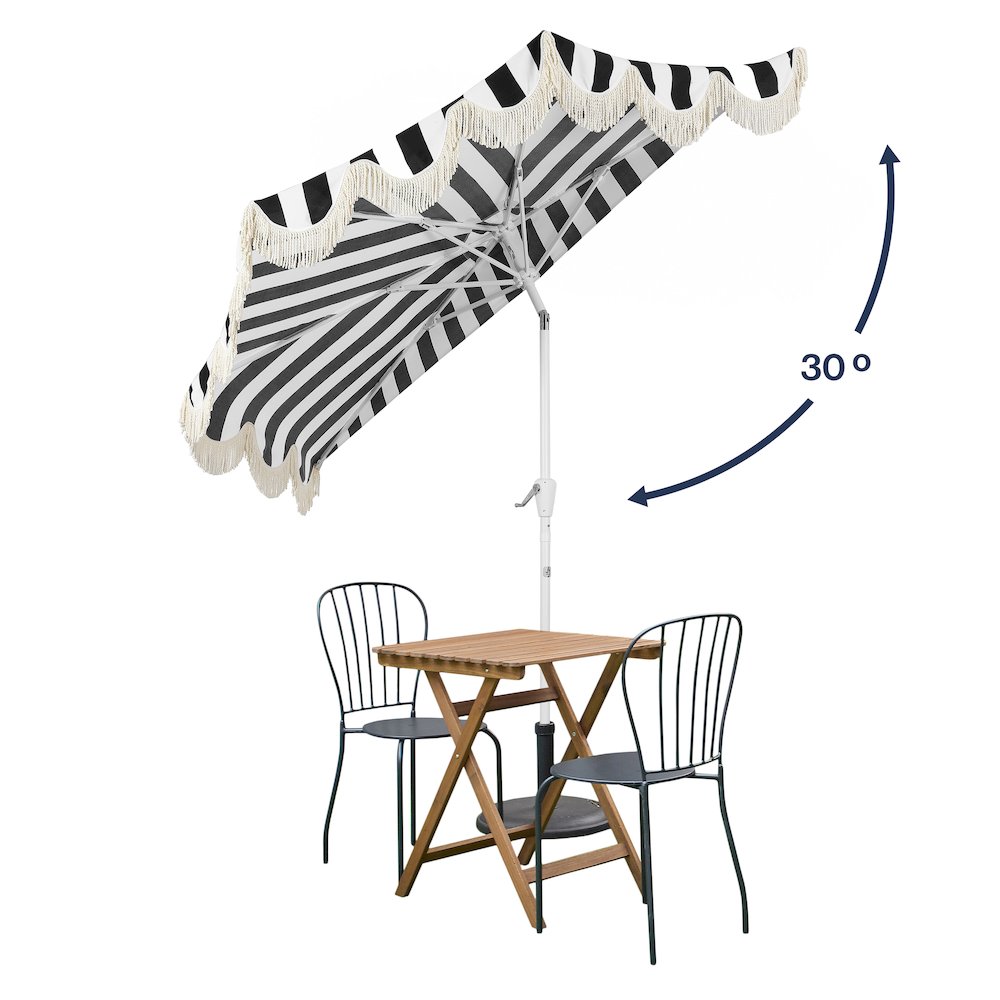 Beverly 9 ft. Coastal Space-Saving Half Patio Umbrella with Scalloped Fringe. Picture 2