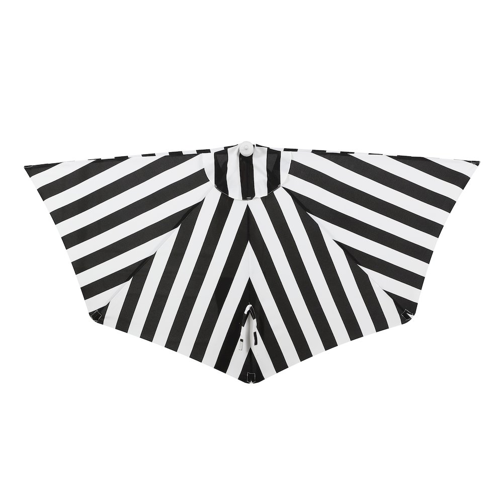 Beverly 9 ft. Coastal Space-Saving Half Patio Umbrella with Scalloped Fringe. Picture 5