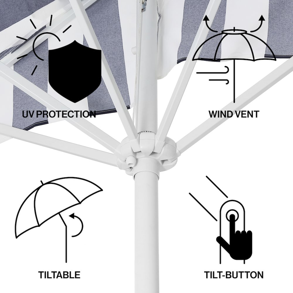 Beverly 9 ft. Coastal Space-Saving Half Patio Umbrella with Scalloped Fringe. Picture 4
