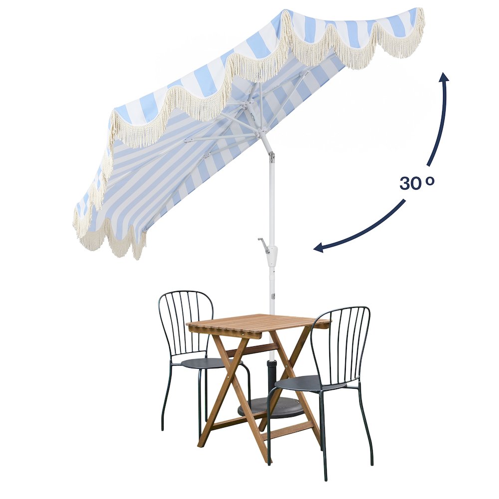 Beverly 9 ft. Coastal Space-Saving Half Patio Umbrella with Scalloped Fringe. Picture 2