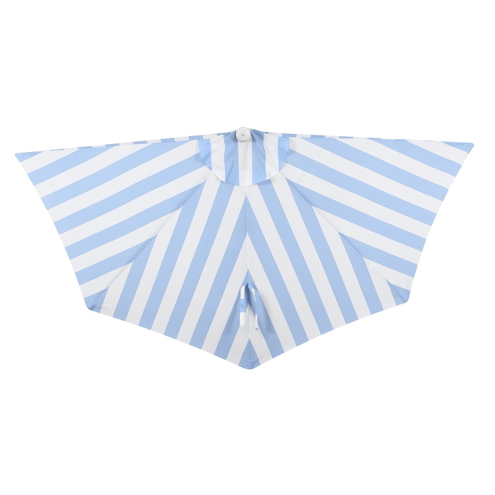 Beverly 9 ft. Coastal Space-Saving Half Patio Umbrella with Scalloped Fringe. Picture 3