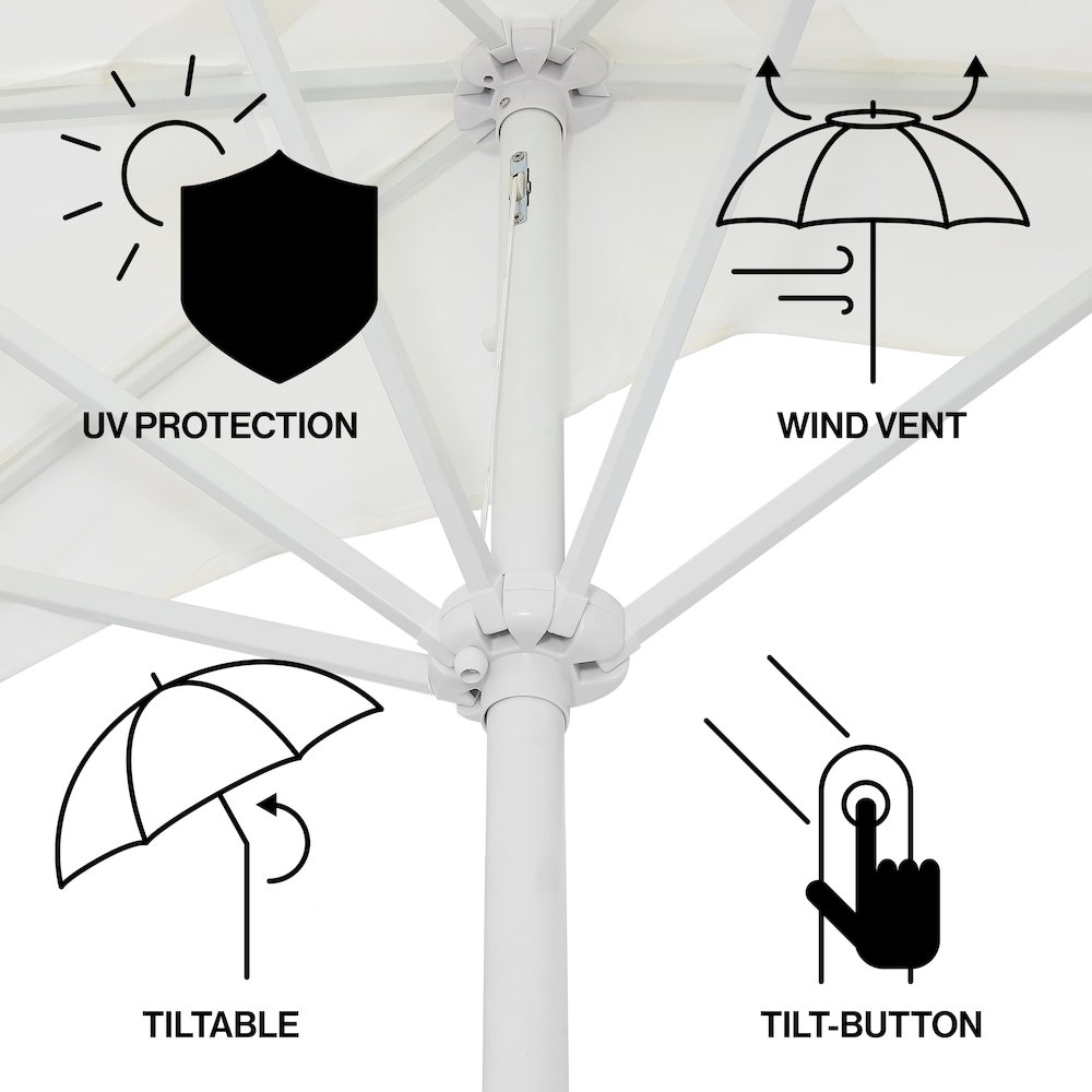 Beverly 9 ft. Coastal Space-Saving Half Patio Umbrella with Scalloped Fringe. Picture 3