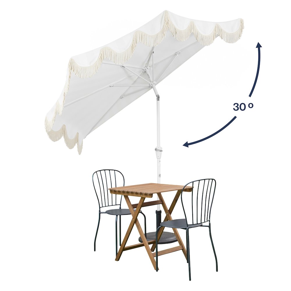 Beverly 9 ft. Coastal Space-Saving Half Patio Umbrella with Scalloped Fringe. Picture 4