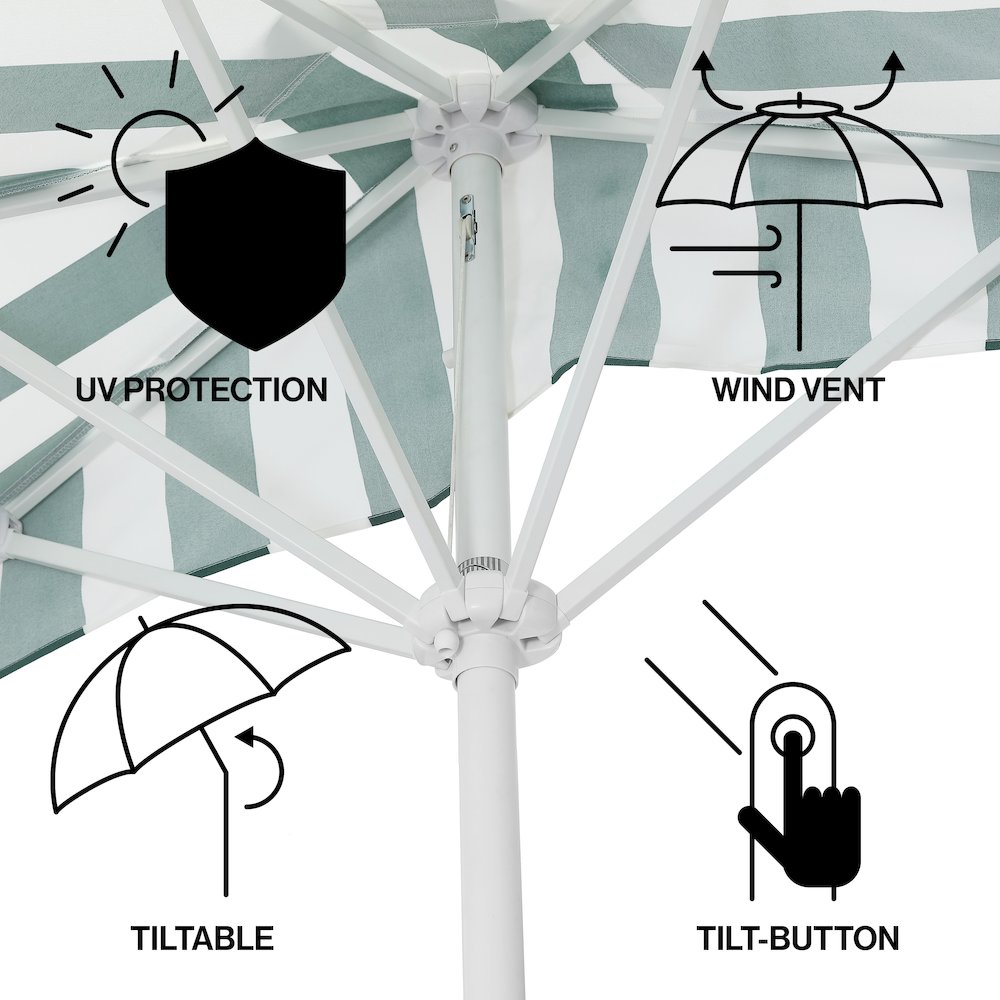 Beverly 9 ft. Coastal Space-Saving Half Patio Umbrella with Scalloped Fringe. Picture 3