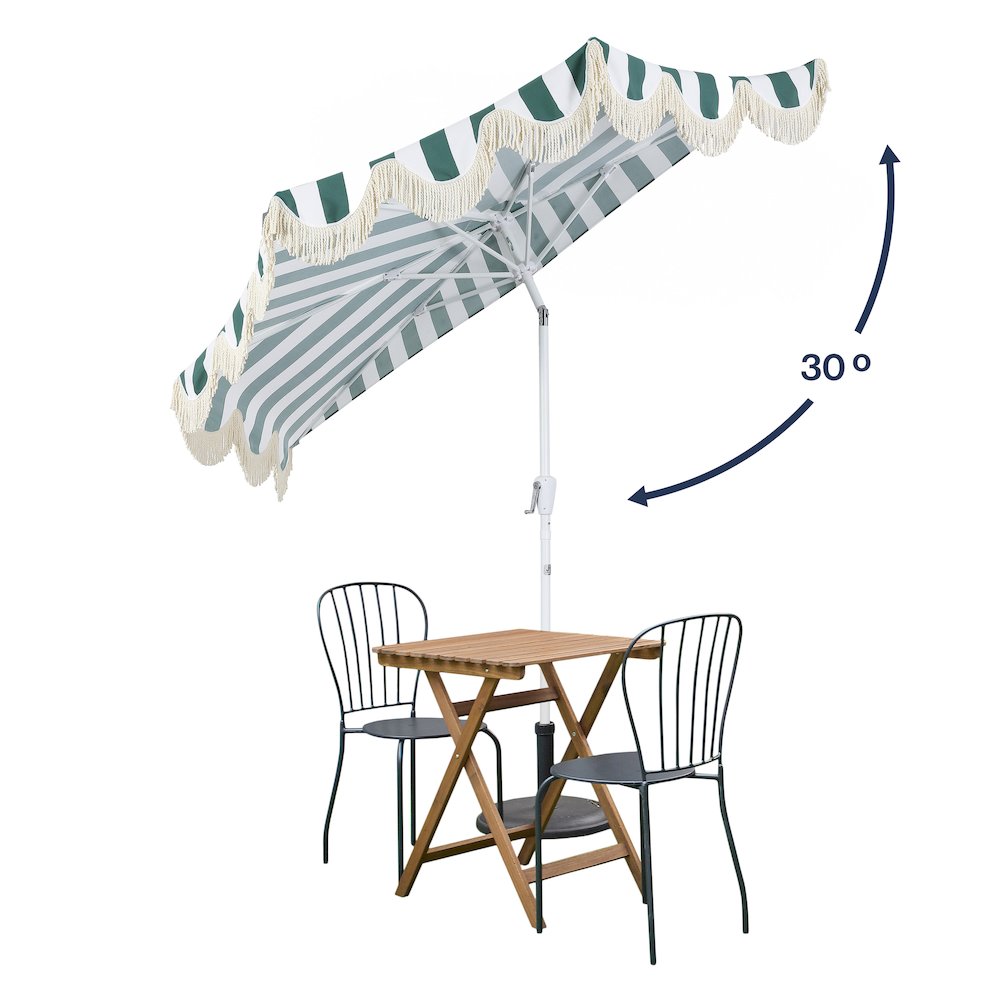 Beverly 9 ft. Coastal Space-Saving Half Patio Umbrella with Scalloped Fringe. Picture 4