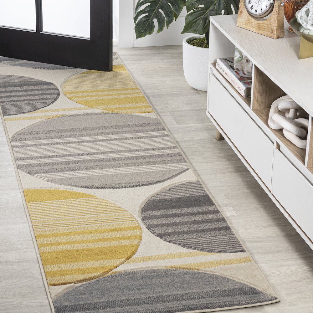 Nicky Geometric Striped Circles Area Rug. Picture 2