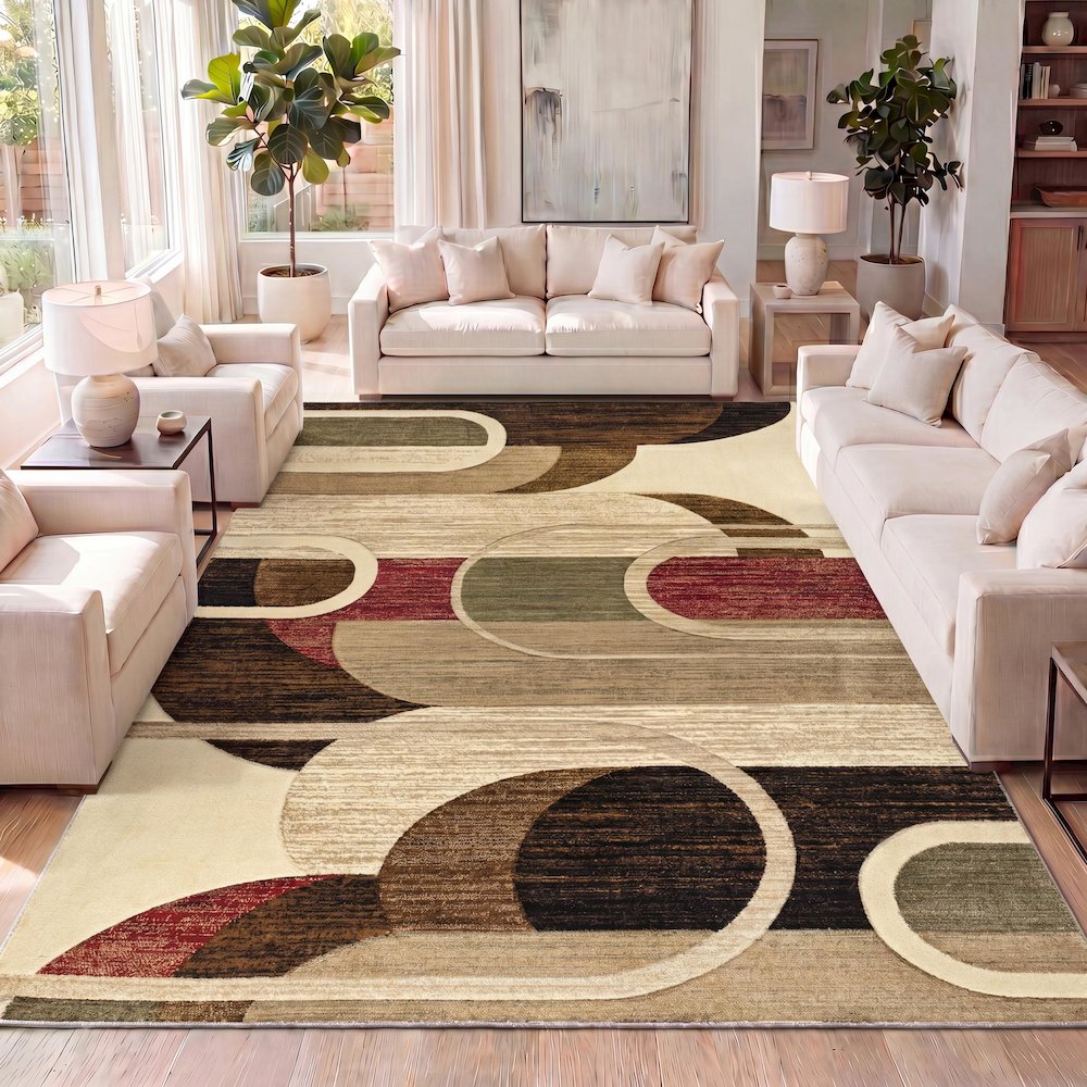Tamara Retro Abstract Arches Area Rug. Picture 12