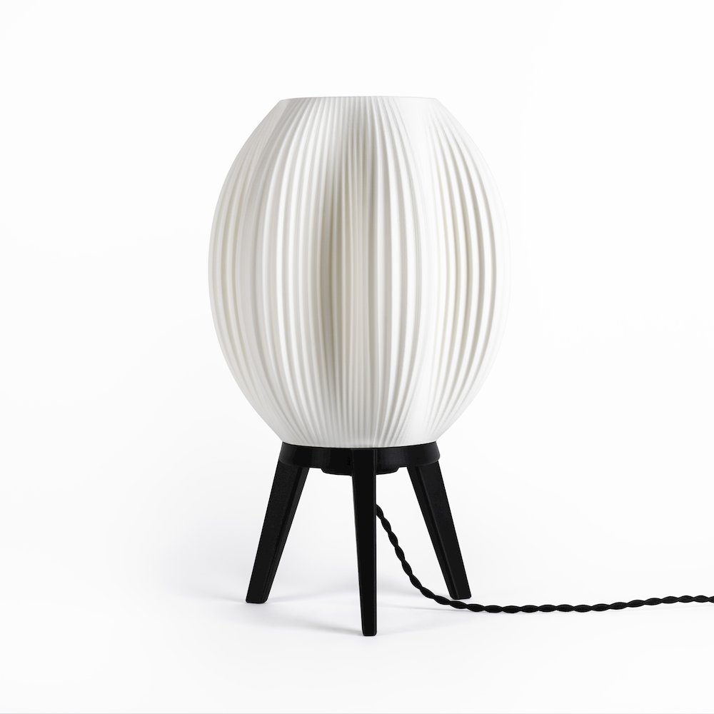 Wavy Modern Contemporary Plant-Based Pla 3D Printed Dimmable Led Table Lamp. Picture 1