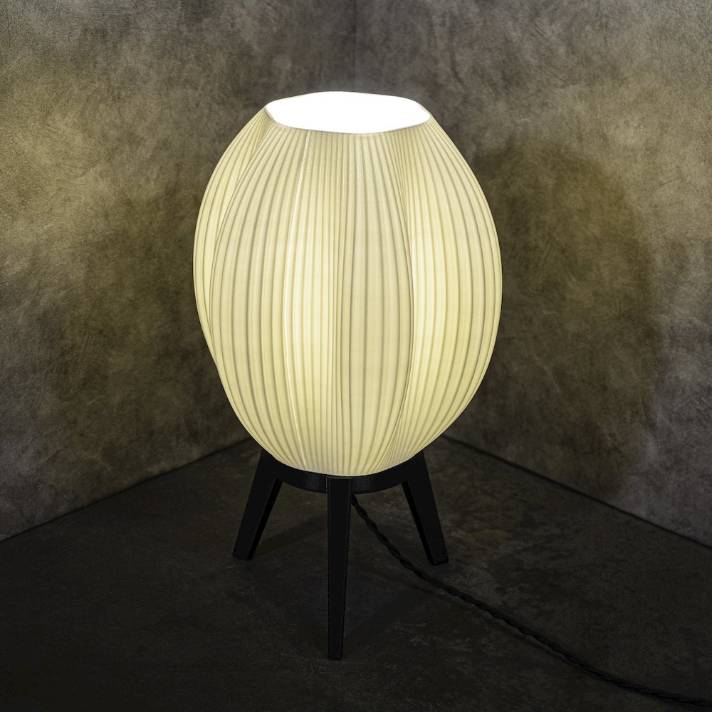 Wavy Modern Contemporary Plant-Based Pla 3D Printed Dimmable Led Table Lamp. Picture 2