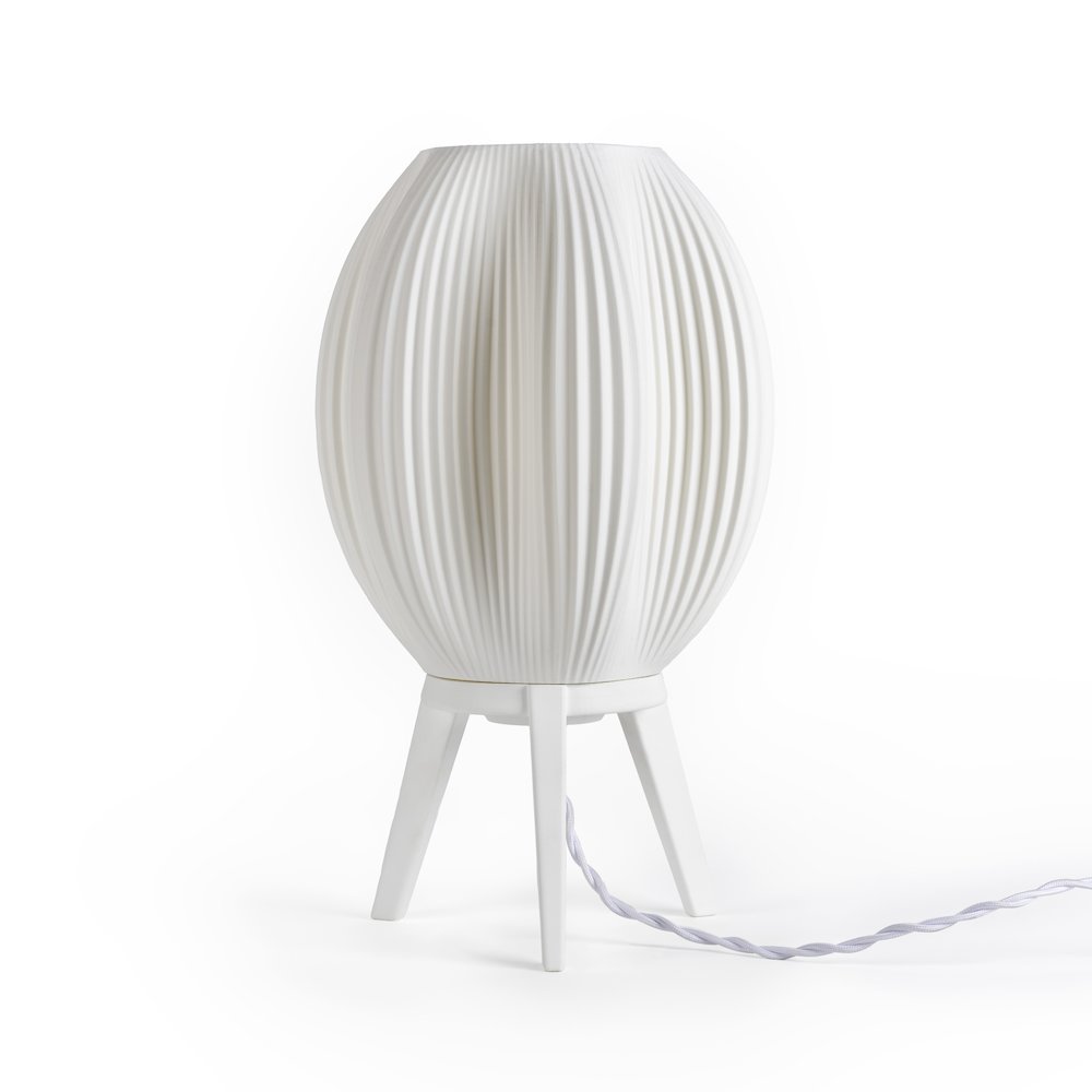 Plant-Based Pla 3D Printed Dimmable Led Table Lamp, White. Picture 1