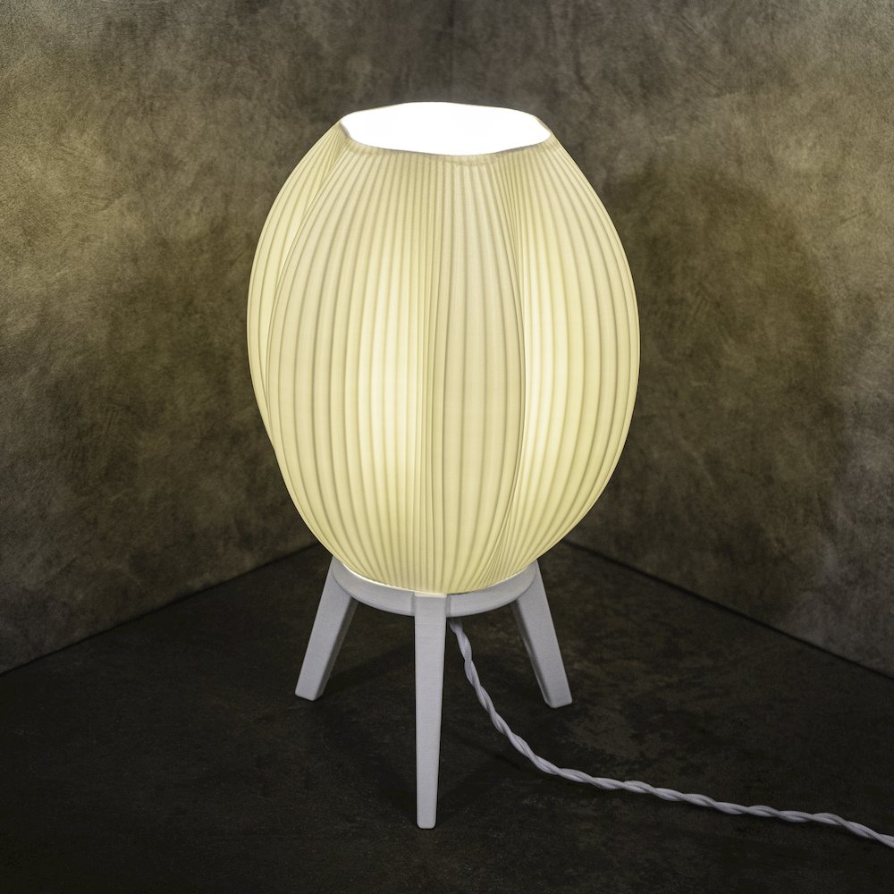 Plant-Based Pla 3D Printed Dimmable Led Table Lamp, White. Picture 2
