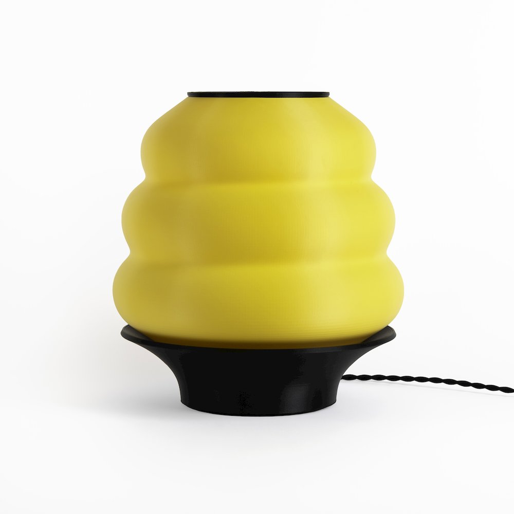 Plant-Based Pla 3D Printed Dimmable Led Table Lamp, Yellow/Black. Picture 1