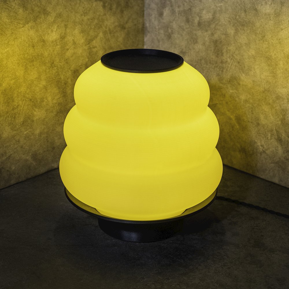 Plant-Based Pla 3D Printed Dimmable Led Table Lamp, Yellow/Black. Picture 2