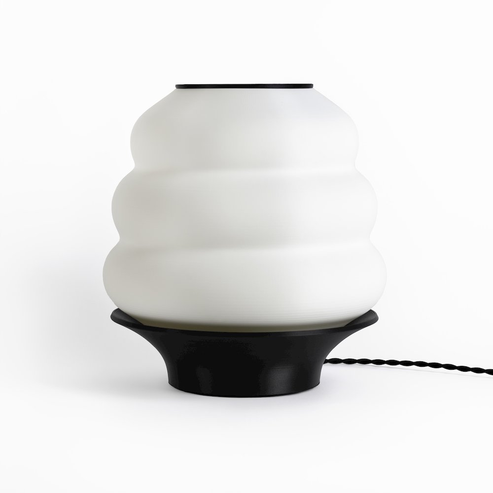 Plant-Based Pla 3D Printed Dimmable Led Table Lamp, White/Black. Picture 1