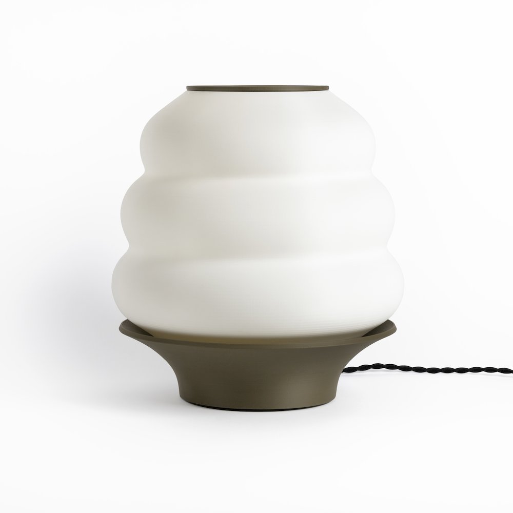Plant-Based Pla 3D Printed Dimmable Led Table Lamp, White/Brown. Picture 1