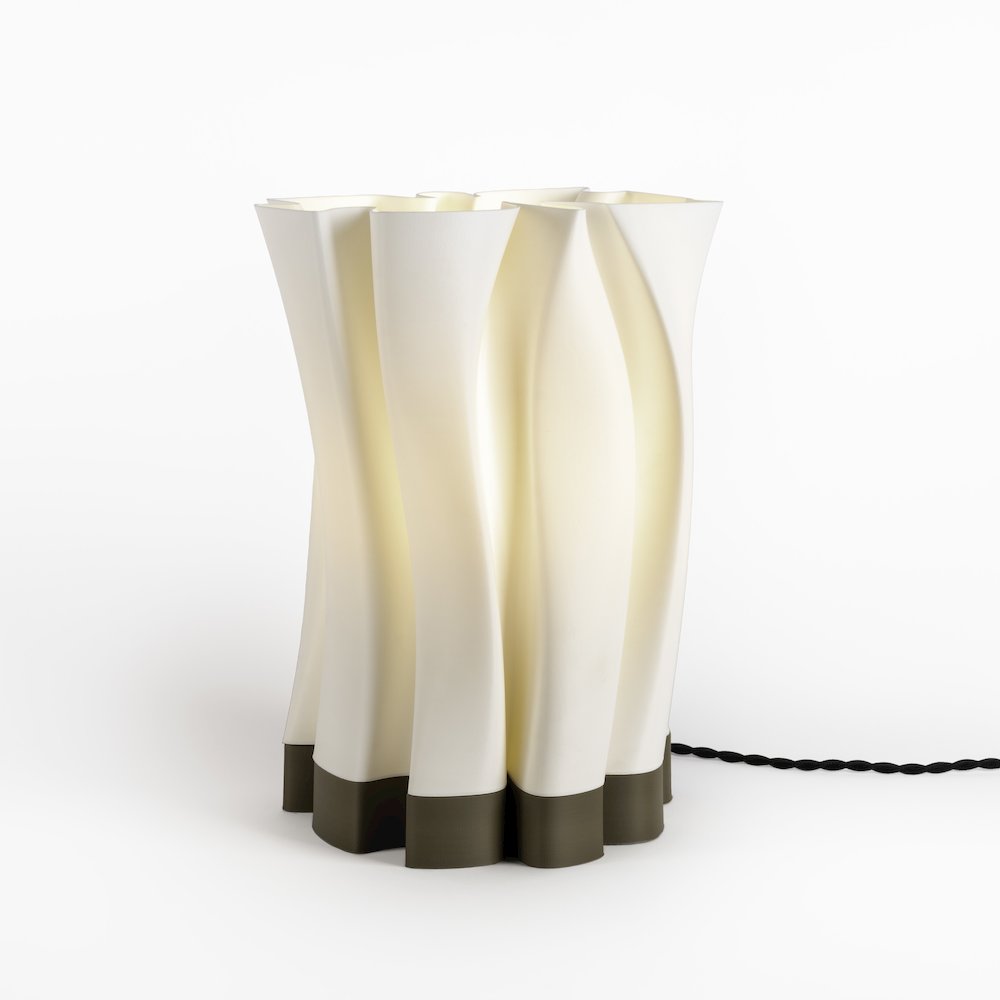 Bohemian Plant-Based Pla 3D Printed Dimmable Led Table Lamp, White/Brown. Picture 1